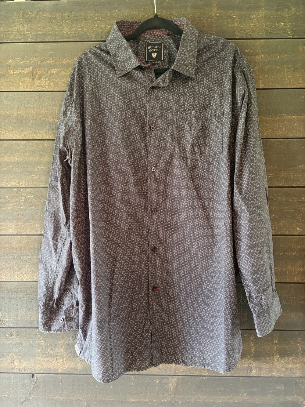 Hudson Jeans Men's Grey Patterned Button-Down Shirt